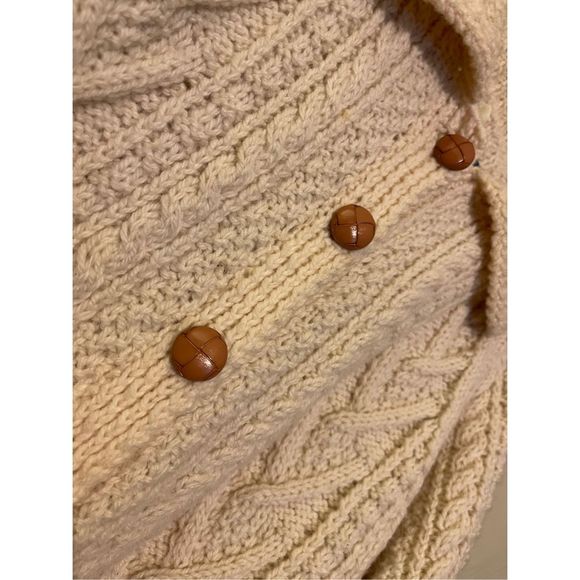 Vintage Wool Fisherman hand knit Cardigan sweater w/ wooden buttons sz XL by Woo - Picture 4 of 16